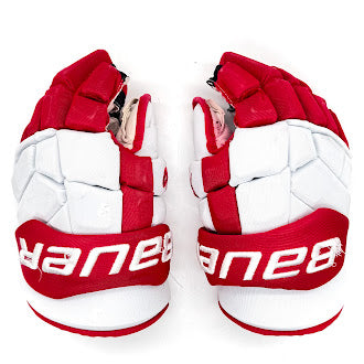 Gants Bauer Supreme Mach Pro d'occasion (blanc/rouge)